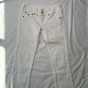 True Religion Billy Straight Jeans Womens 28 White Low Rise Flap Pockets USA